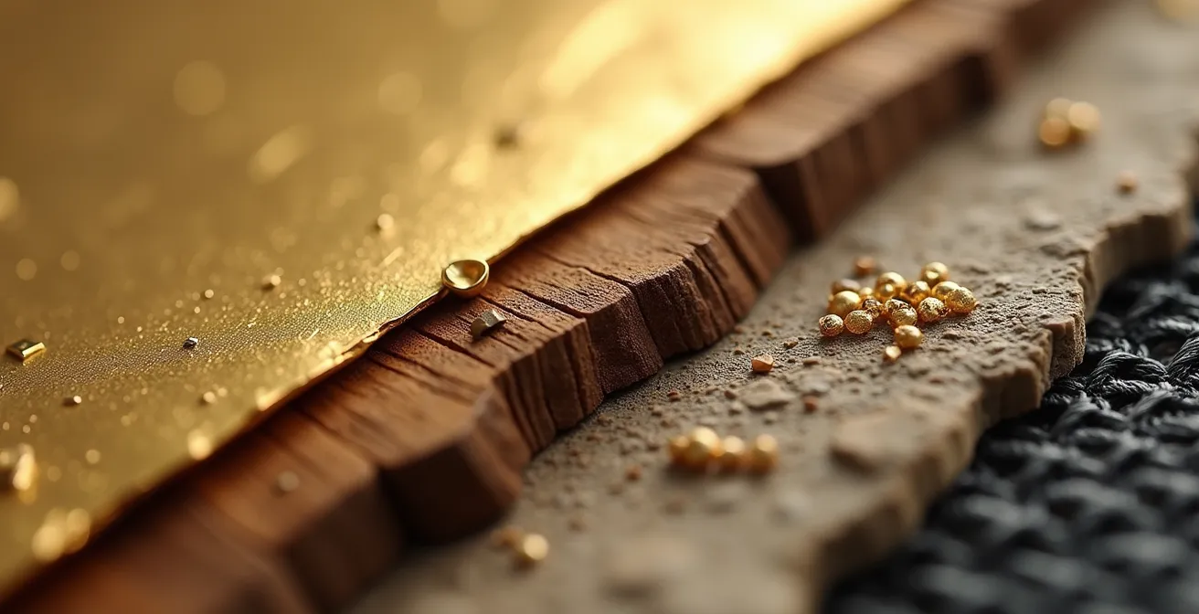 Makroaufnahme verschiedener Anlageklassen als physische Texturen