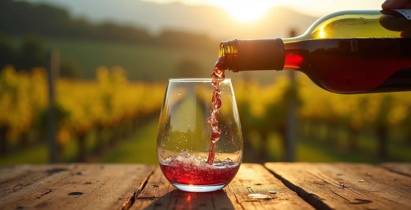 Atmosphärische Besenwirtschaft in deutschen Weinbergen mit rustikaler Einrichtung und lokalem Weinausschank