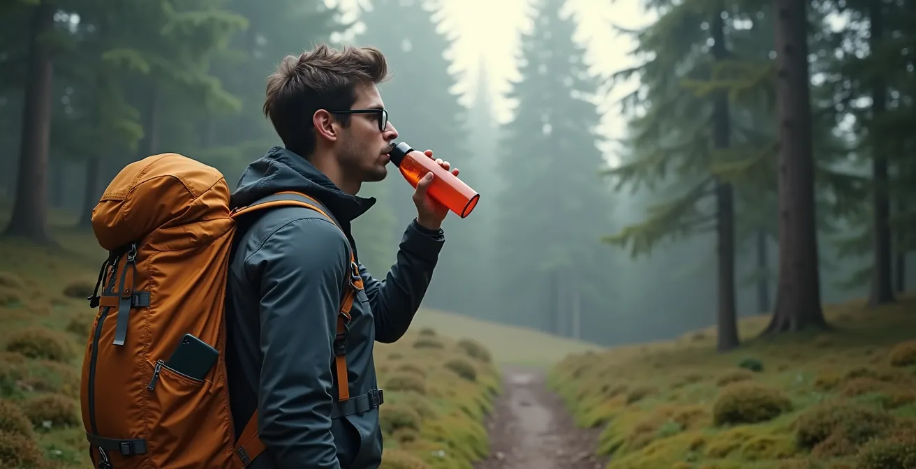 Wanderer in deutschem Nationalpark genießt die Natur ohne digitale Geräte