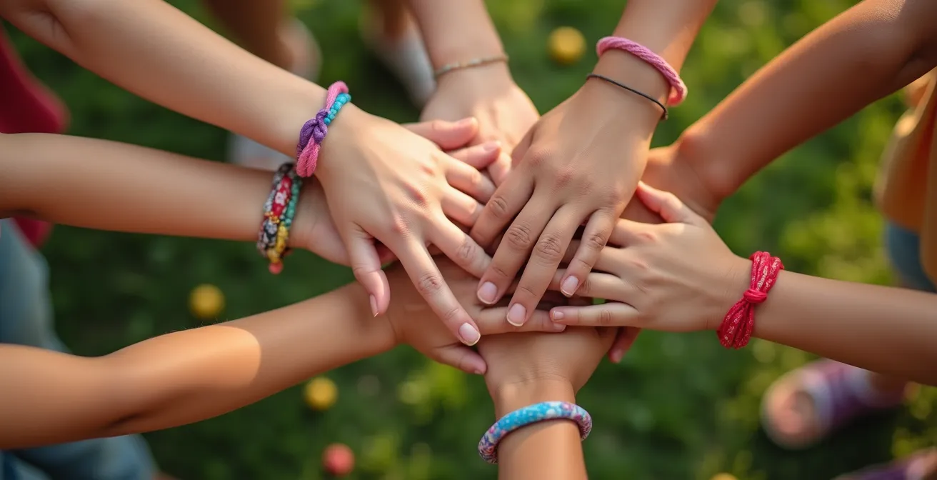 Diverse Kindergruppe bei kooperativer Bewegungsaktivität
