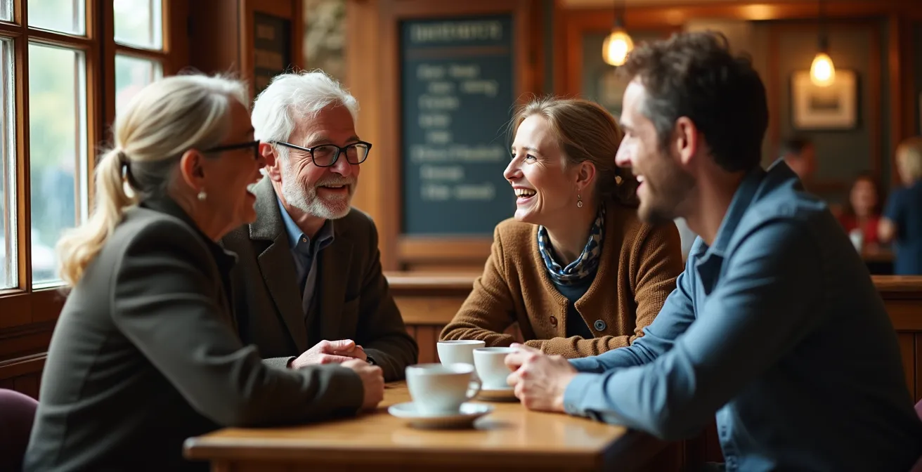 Lokale Café-Atmosphäre mit Stammtisch-Kultur und Community-Bindung in Deutschland