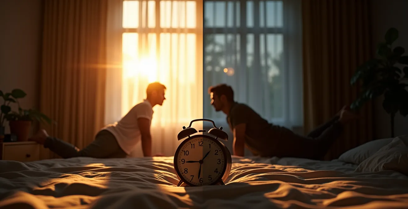 Kontrast zwischen strukturierter Woche und chaotischem Wochenend-Schlafmuster