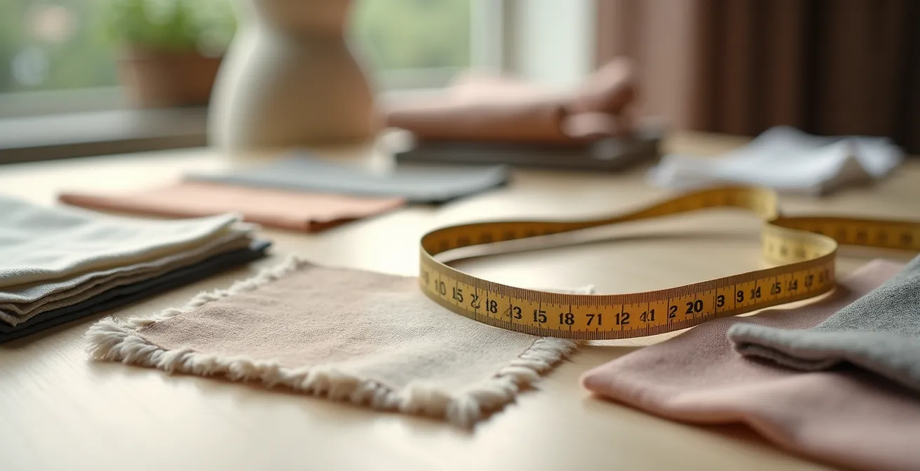 Nahaufnahme eines Stil-Tagebuchs mit Stoffmustern und Farbpaletten