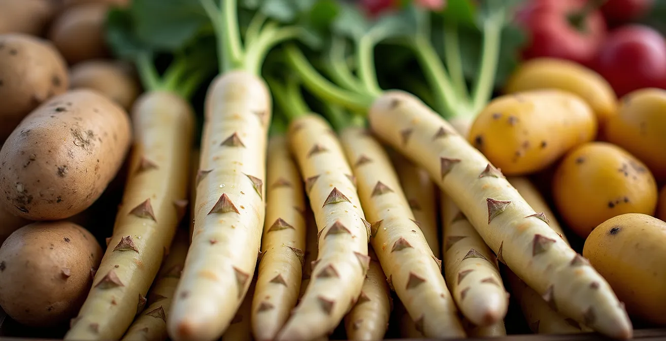 Detailaufnahme regionaler Gemüsesorten in einem deutschen Supermarkt