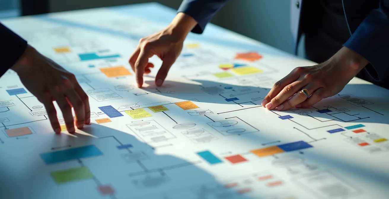 Visualisierung eines Swimlane-Diagramms zur Identifikation von Prozess-Engpässen